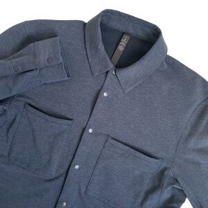 Lululemon Compatibility Long Sleeve Snap Shirt Mens M Blue Performance Stretch